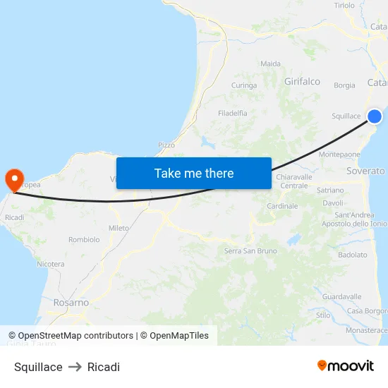 Squillace to Ricadi map