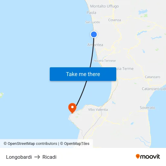 Longobardi to Ricadi map