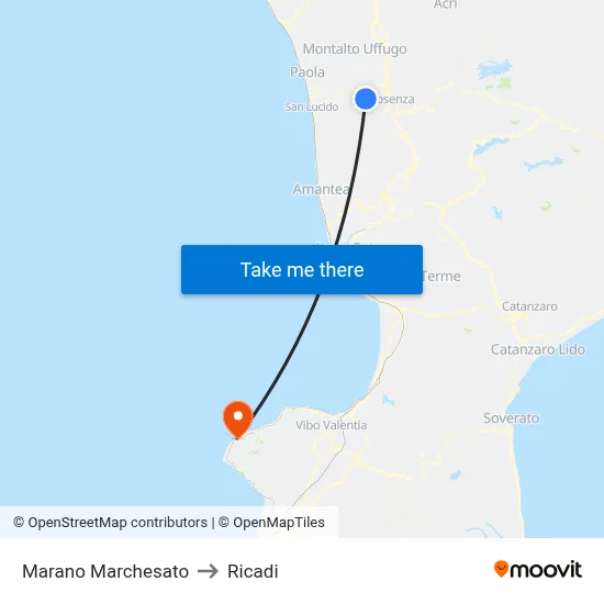 Marano Marchesato to Ricadi map