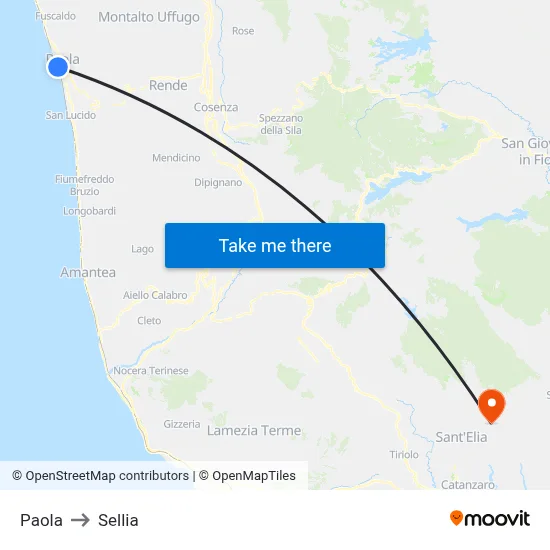 Paola to Sellia map