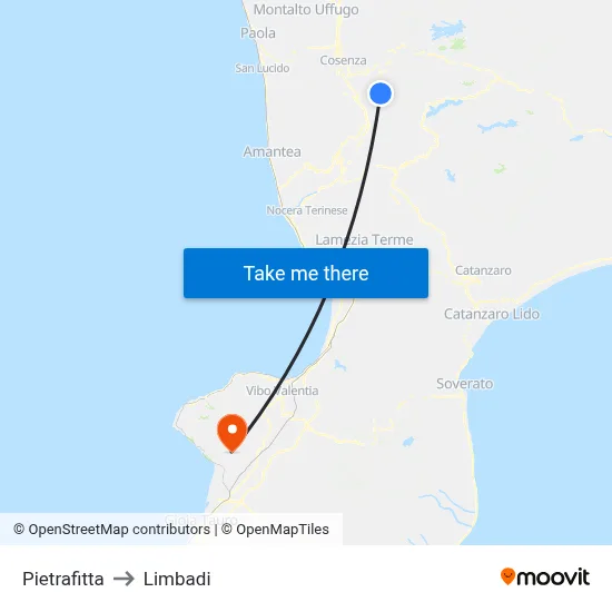 Pietrafitta to Limbadi map