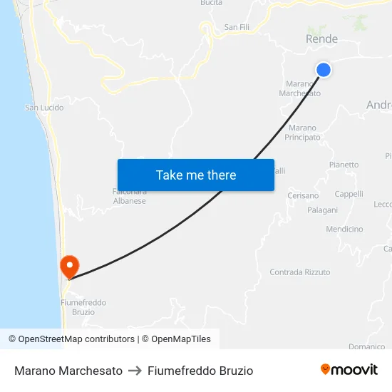 Marano Marchesato to Fiumefreddo Bruzio map