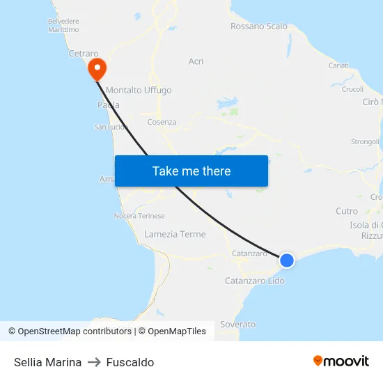 Sellia Marina to Fuscaldo map