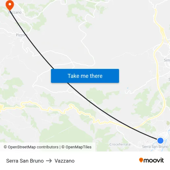 Serra San Bruno to Vazzano map