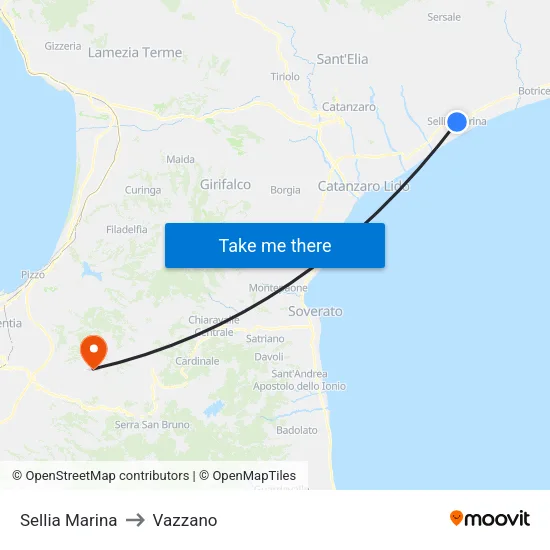 Sellia Marina to Vazzano map