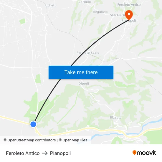 Feroleto Antico to Pianopoli map