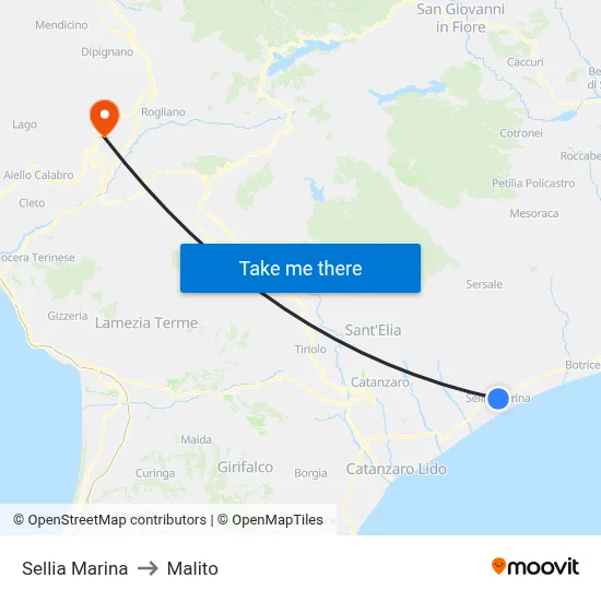Sellia Marina to Malito map