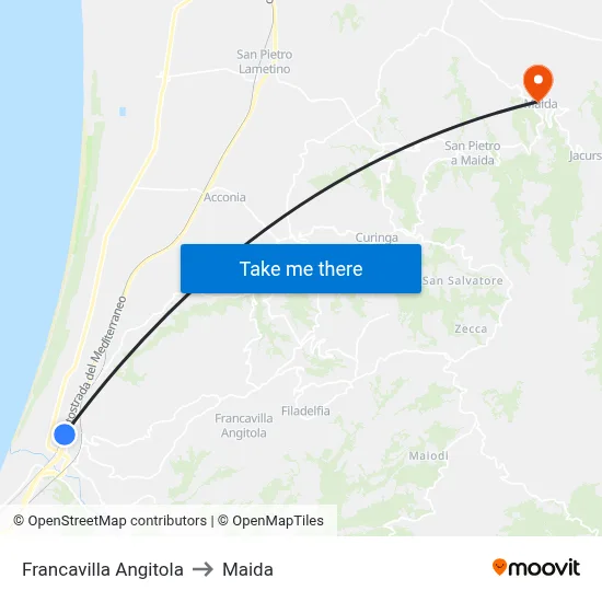 Francavilla Angitola to Maida map