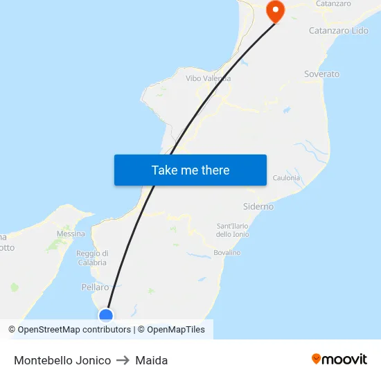 Montebello Jonico to Maida map