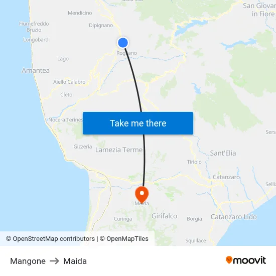 Mangone to Maida map