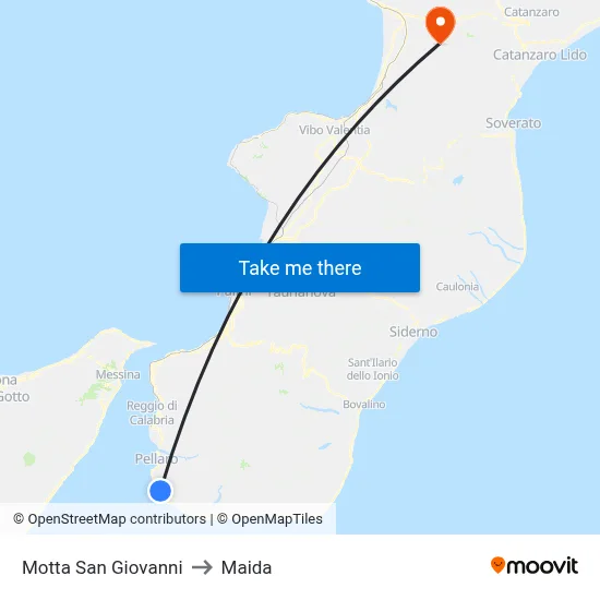 Motta San Giovanni to Maida map