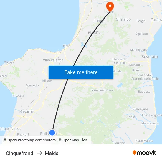 Cinquefrondi to Maida map