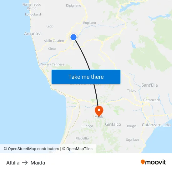 Altilia to Maida map