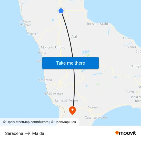 Saracena to Maida map