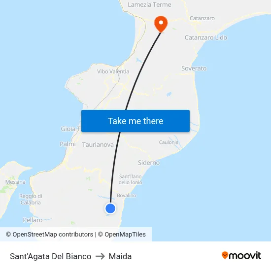 Sant'Agata Del Bianco to Maida map