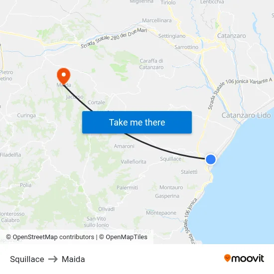 Squillace to Maida map