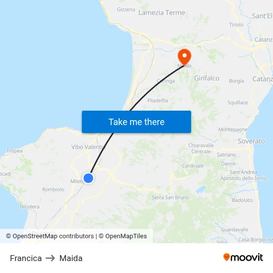 Francica to Maida map