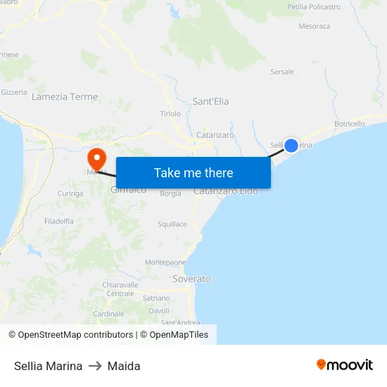 Sellia Marina to Maida map