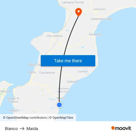 Bianco to Maida map