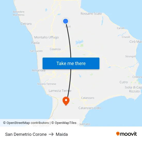 San Demetrio Corone to Maida map