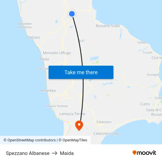 Spezzano Albanese to Maida map