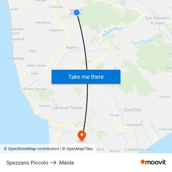 Spezzano Piccolo to Maida map