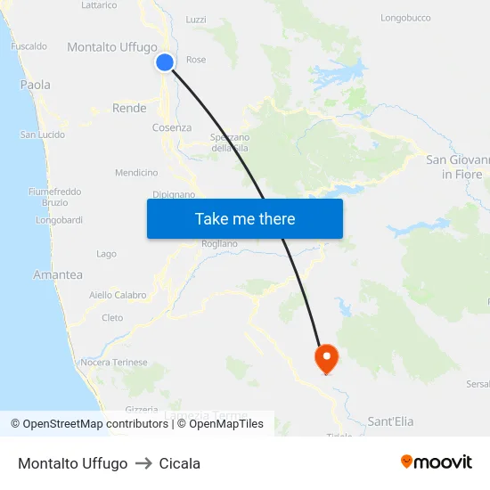 Montalto Uffugo to Cicala map