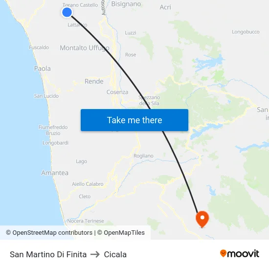 San Martino Di Finita to Cicala map