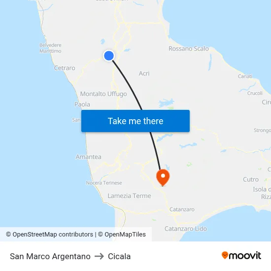 San Marco Argentano to Cicala map