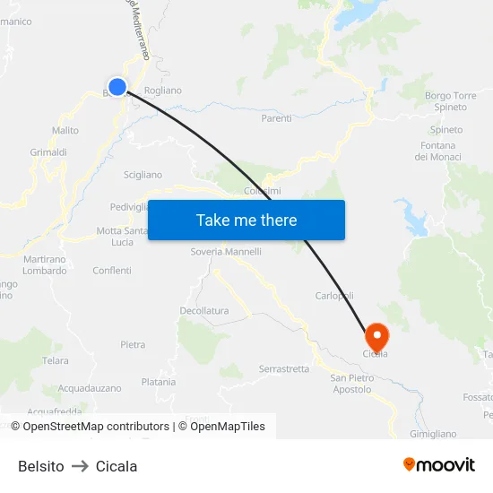 Belsito to Cicala map