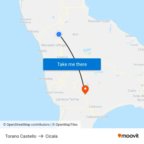 Torano Castello to Cicala map