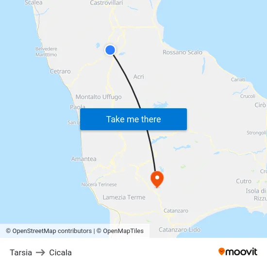 Tarsia to Cicala map