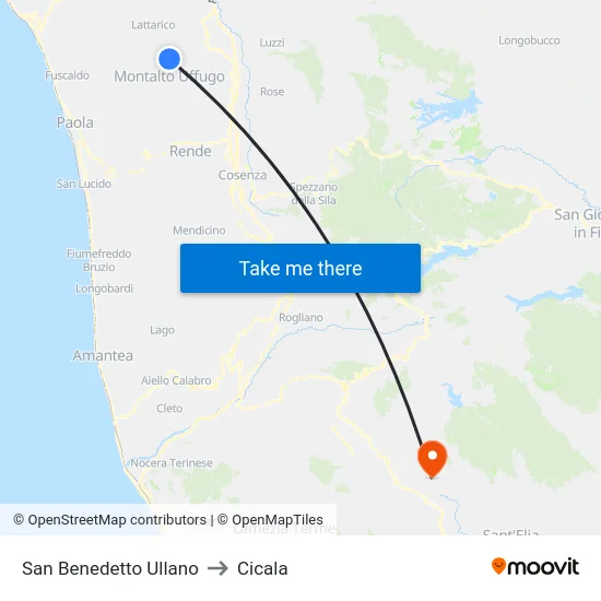 San Benedetto Ullano to Cicala map