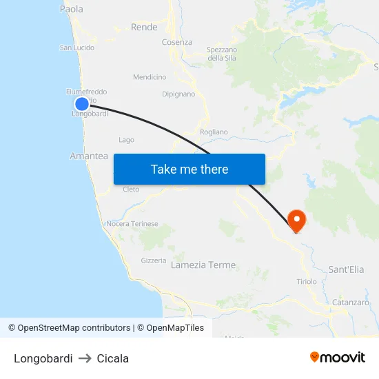 Longobardi to Cicala map
