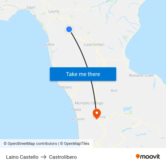 Laino Castello to Castrolibero map