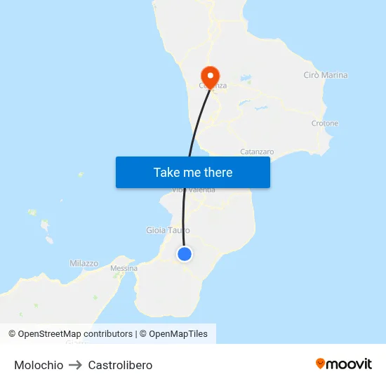 Molochio to Castrolibero map