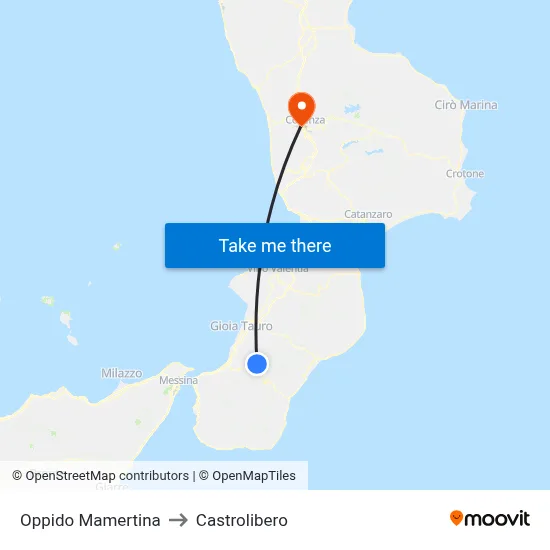 Oppido Mamertina to Castrolibero map