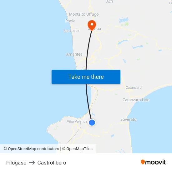 Filogaso to Castrolibero map