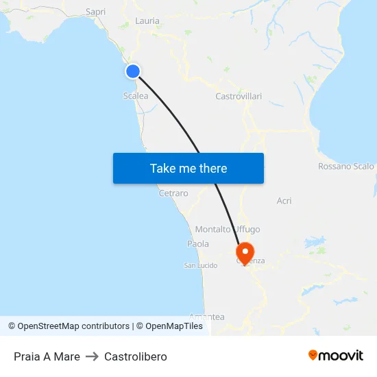 Praia A Mare to Castrolibero map