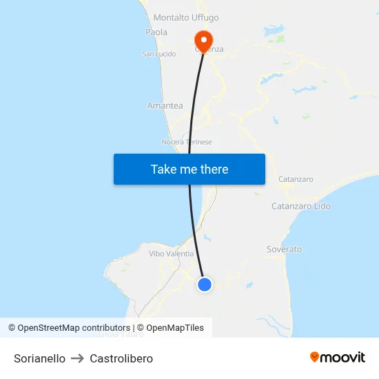 Sorianello to Castrolibero map