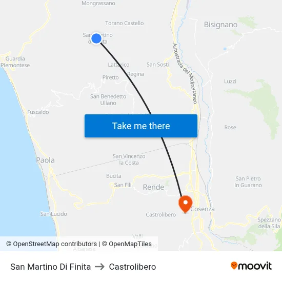 San Martino Di Finita to Castrolibero map