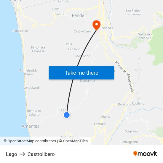 Lake to Castrolibero map