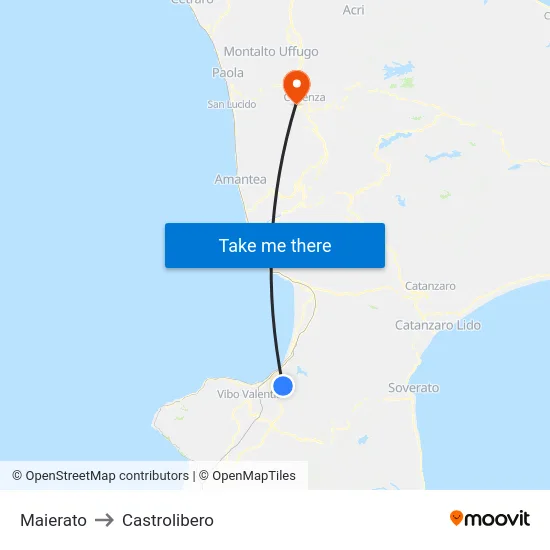 Maierato to Castrolibero map