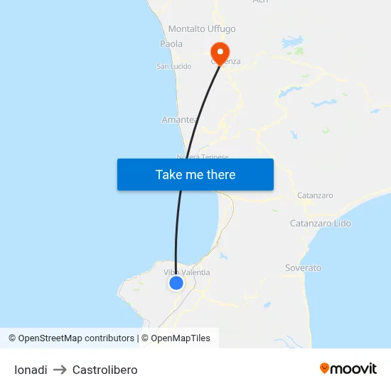 Ionadi to Castrolibero map