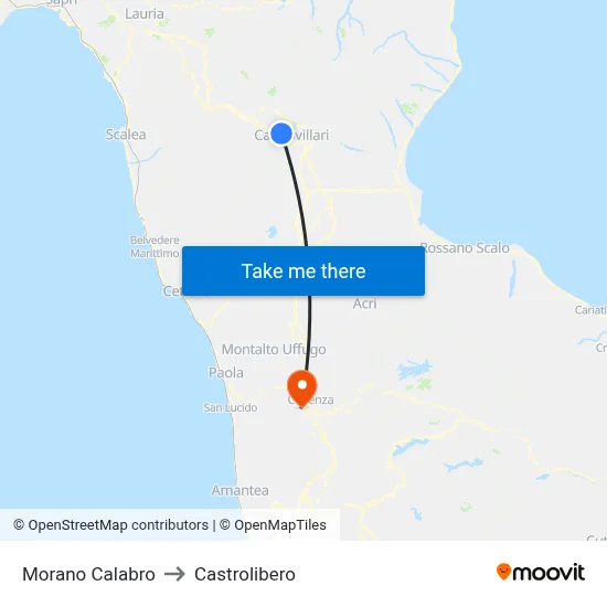 Morano Calabro to Castrolibero map