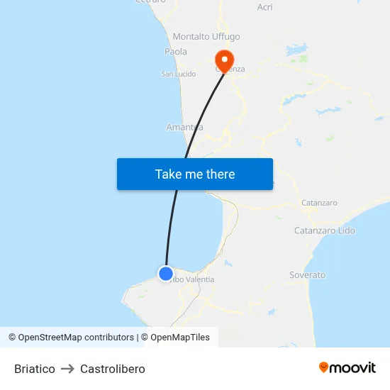 Briatico to Castrolibero map