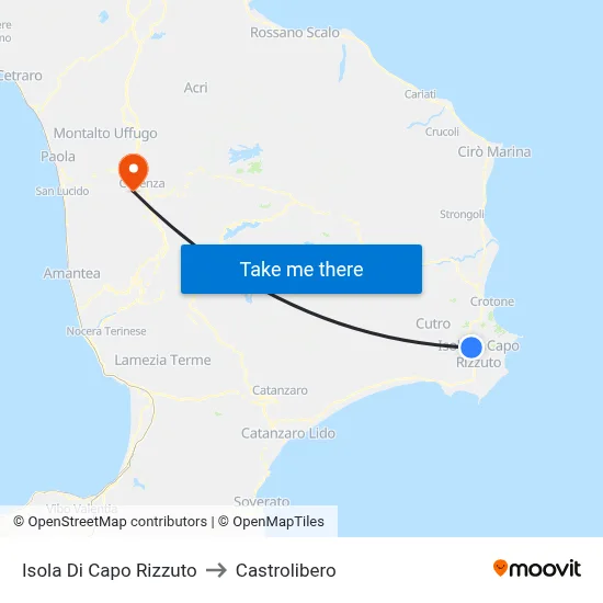 Isola Di Capo Rizzuto to Castrolibero map