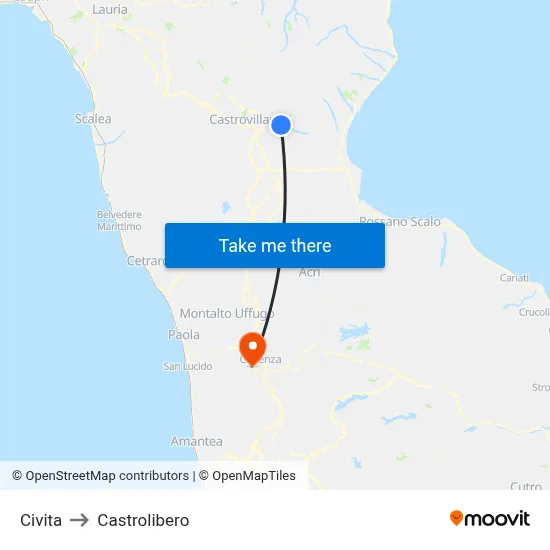 Civita to Castrolibero map