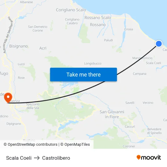 Scala Coeli to Castrolibero map