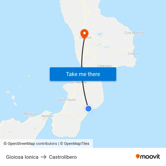 Gioiosa Ionica to Castrolibero map